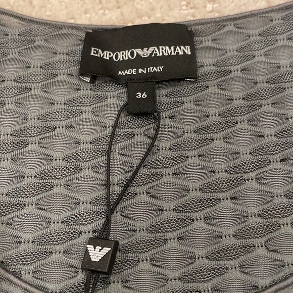 Emporio Armani Gray Jacquard Round Collar T-shirt Sz 36 (US 0), Made in Italy - Picture 10 of 11